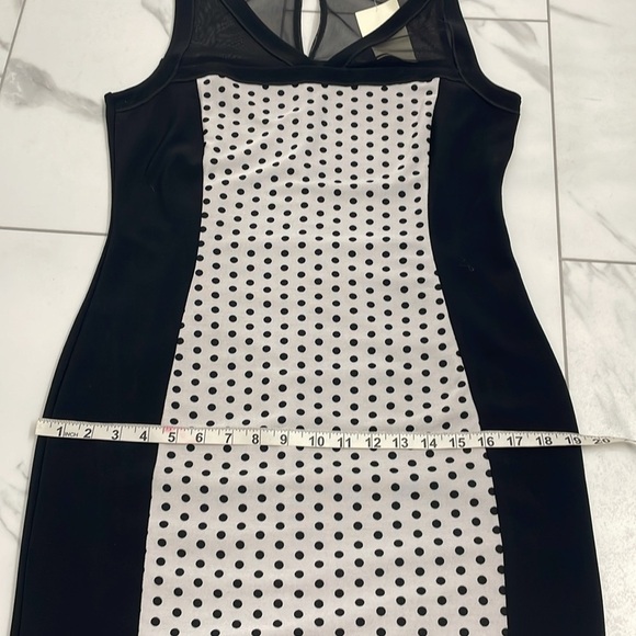 Picadilly Sleeveless Lite Grey/Black Sheath Dress Sheer shoulders & Back Sz.M - Picture 12 of 14